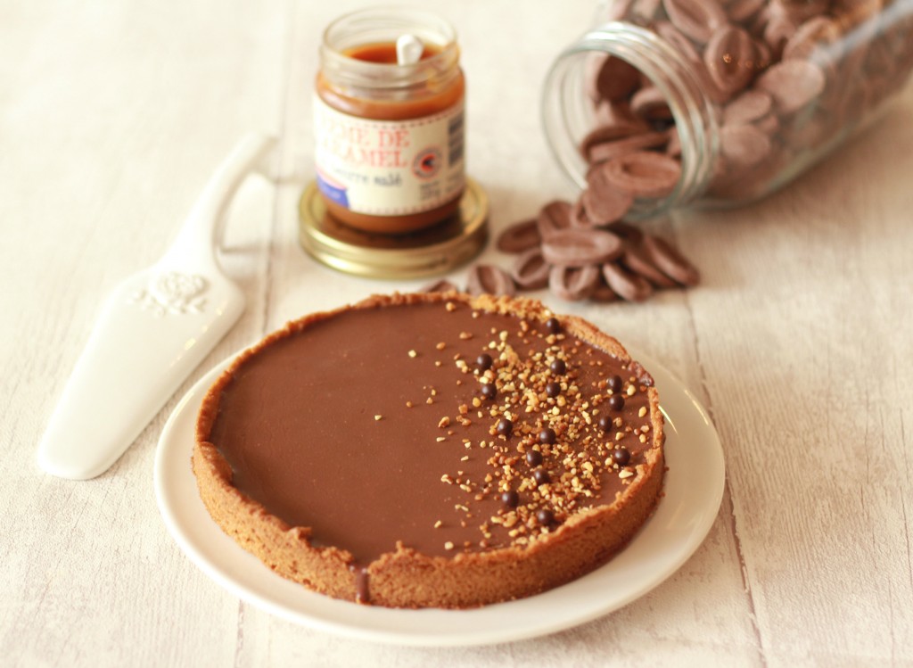 Tarte sablée caramel, pralin et chocolat Jivara 31