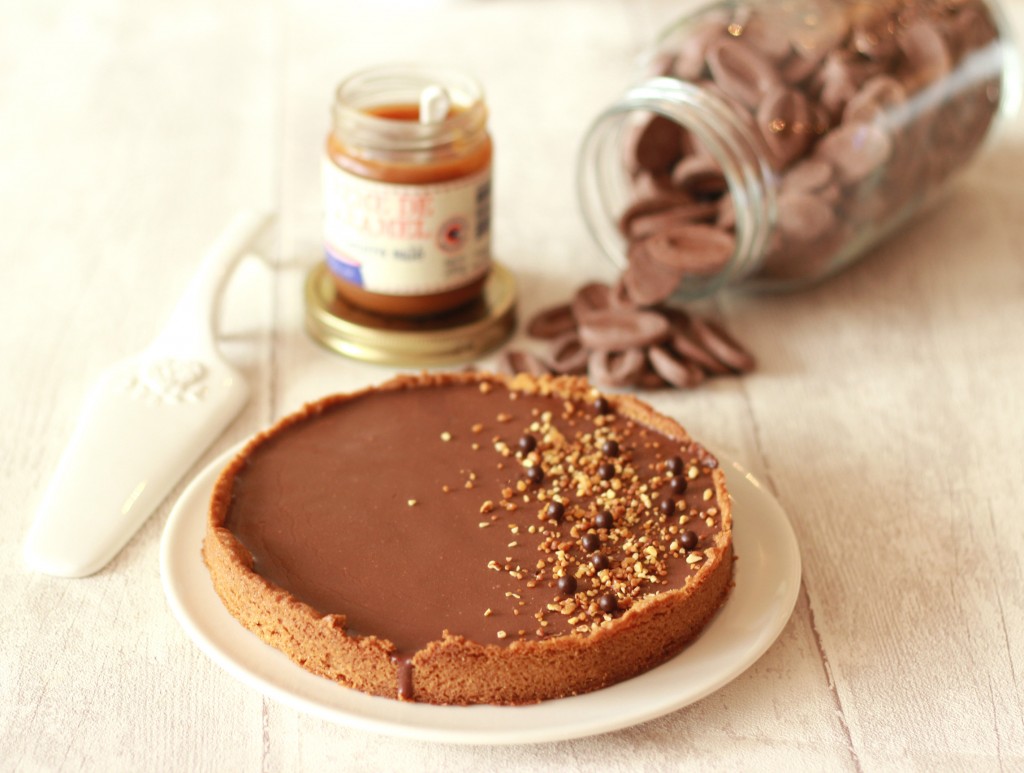 Tarte sablée caramel, pralin et chocolat Jivara 29