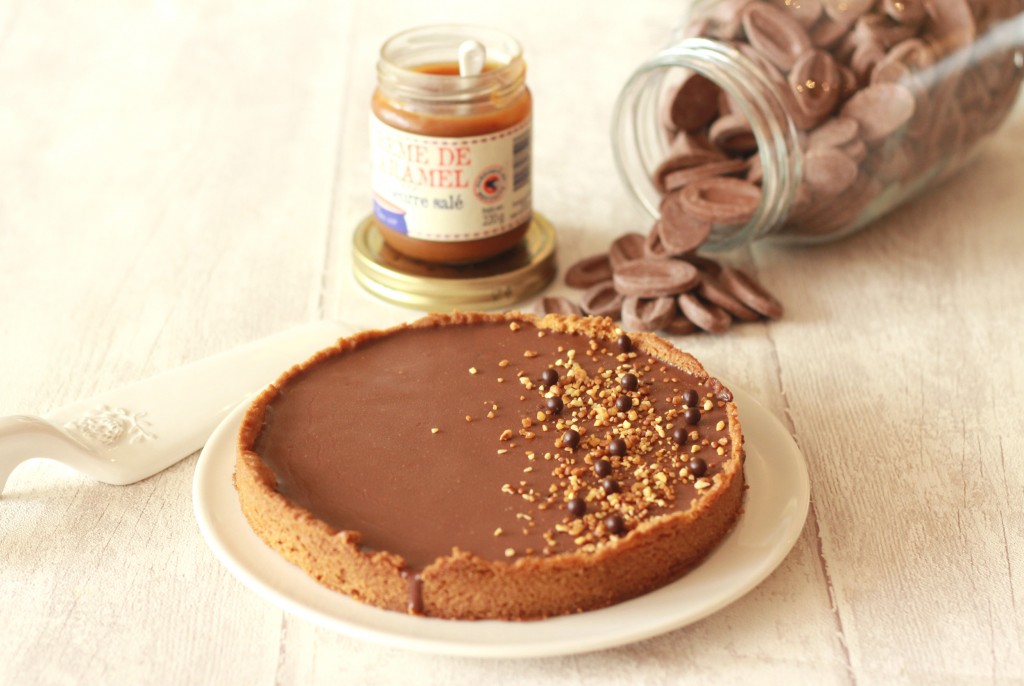 Tarte sablée caramel, pralin et chocolat Jivara 22