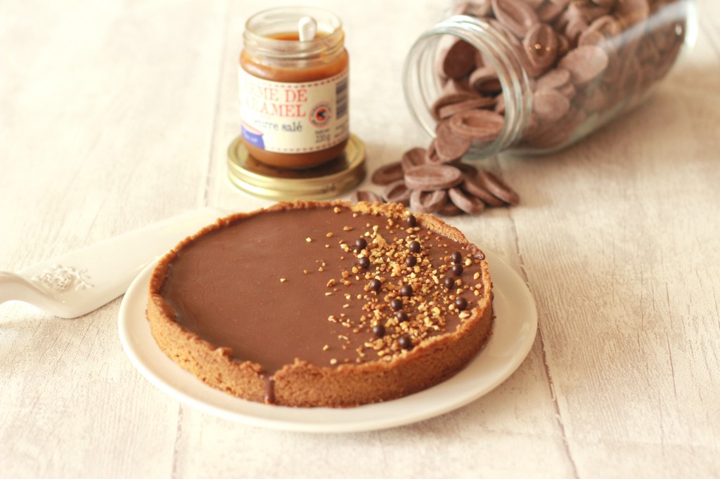 Tarte sablée caramel, pralin et chocolat Jivara 21