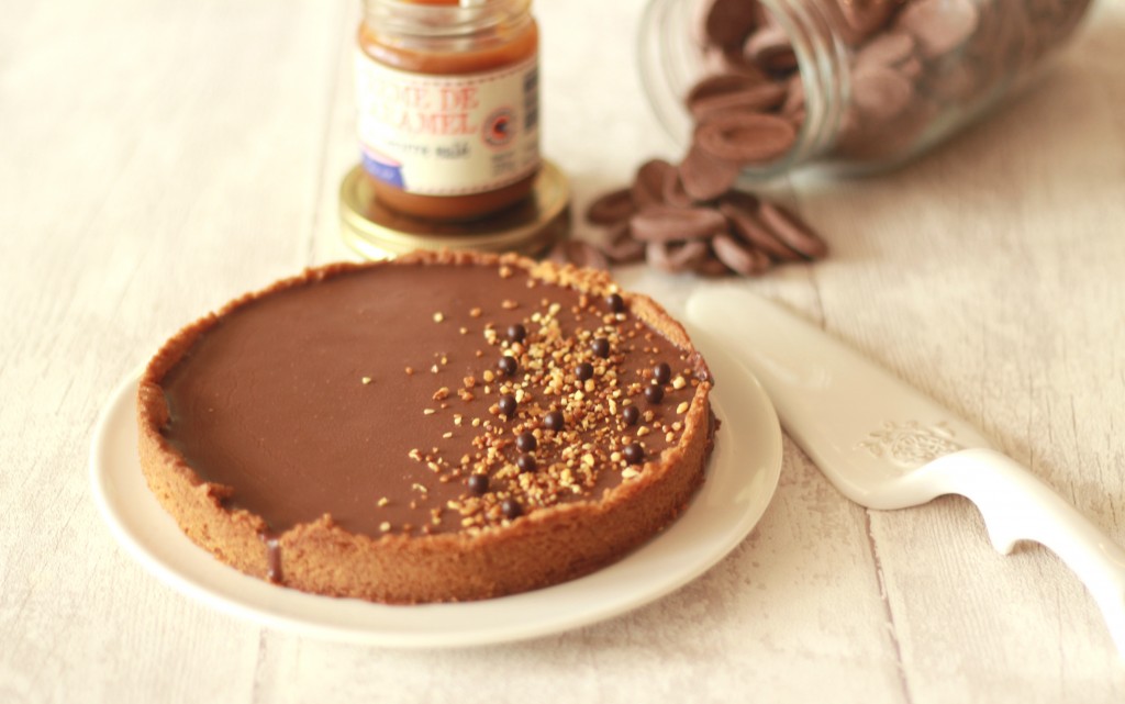 Tarte sablée caramel, pralin et chocolat Jivara 19