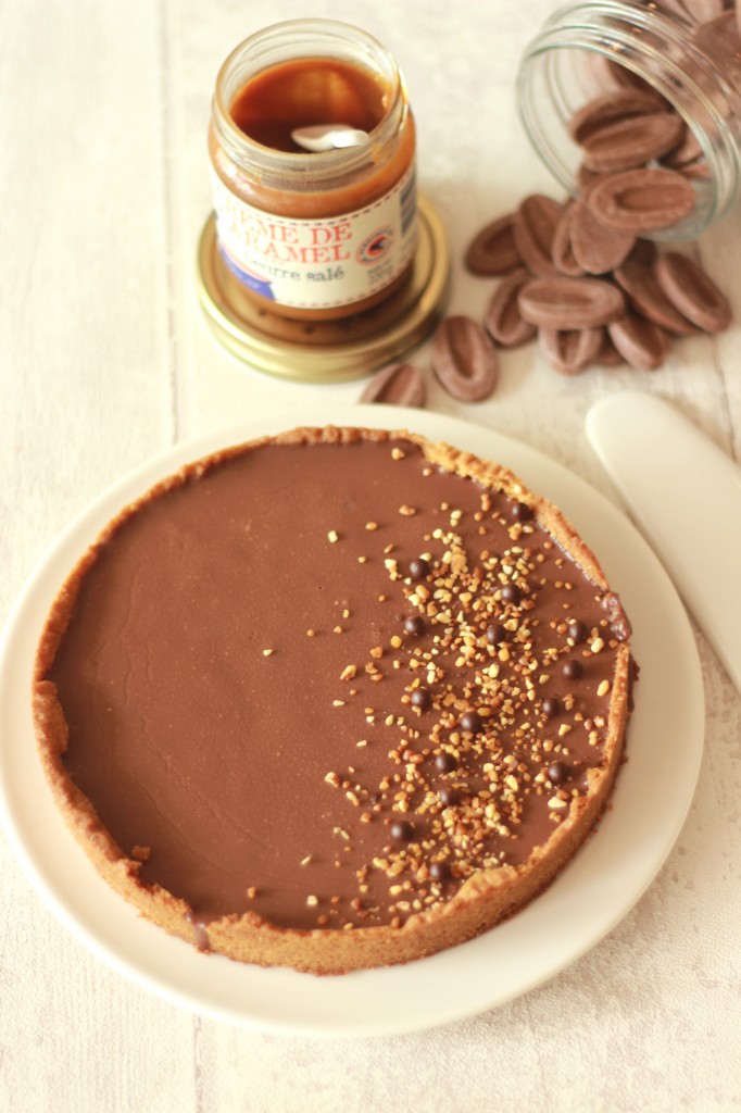 Tarte sablée caramel, pralin et chocolat Jivara 17