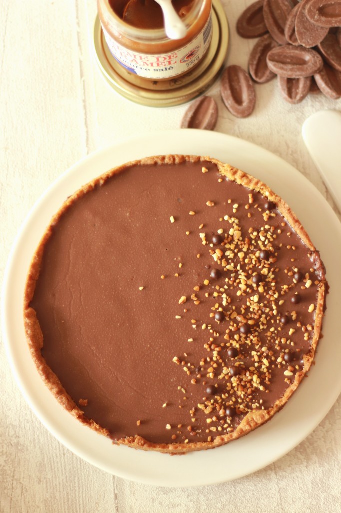 Tarte sablée caramel, pralin et chocolat Jivara 10